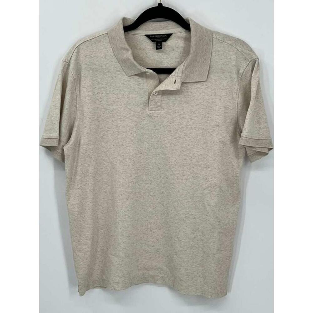 Banana Republic Men's Medium Cotton‎ Slim Fit Polo Shirt Beige Luxe Touch